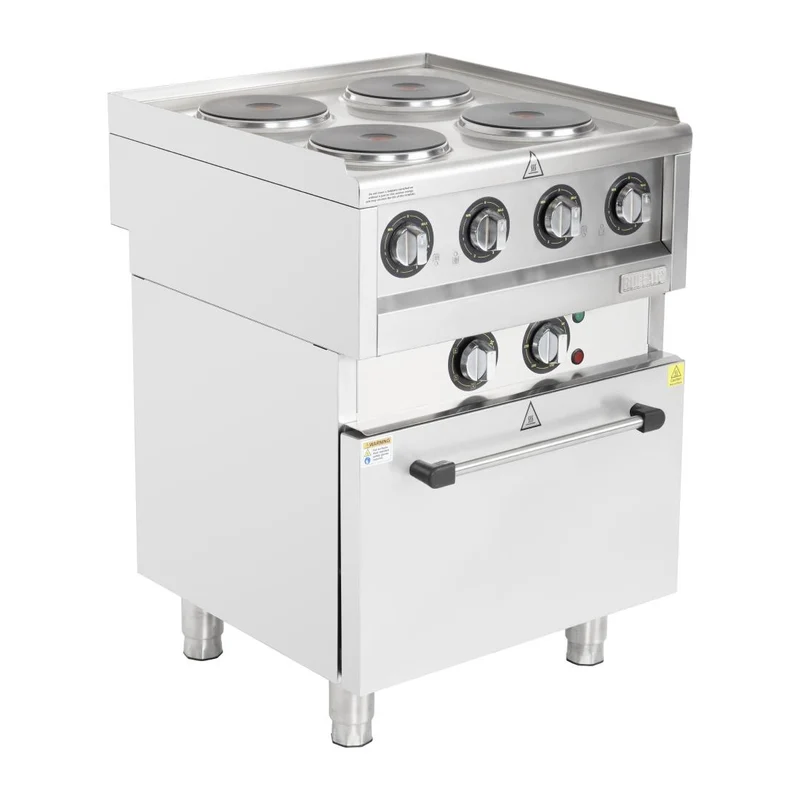 Fourneau électrique 4 feux sur four à convection Buffalo Série 600