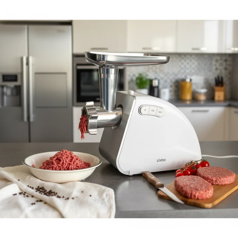 LIVOO HACHOIR A VIANDE CAPACITE DE 1,5KG 400W 3 GRILLES DE H. + 1 DISQUE INOX BLANC