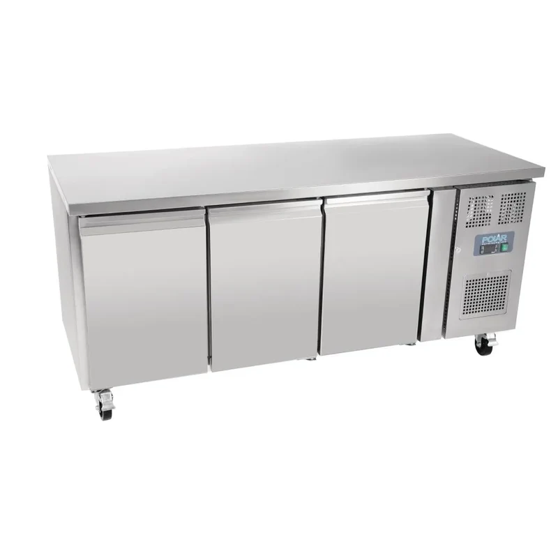 Table réfrigérée Polar Série U 3 portes 417 litres sur roulettes