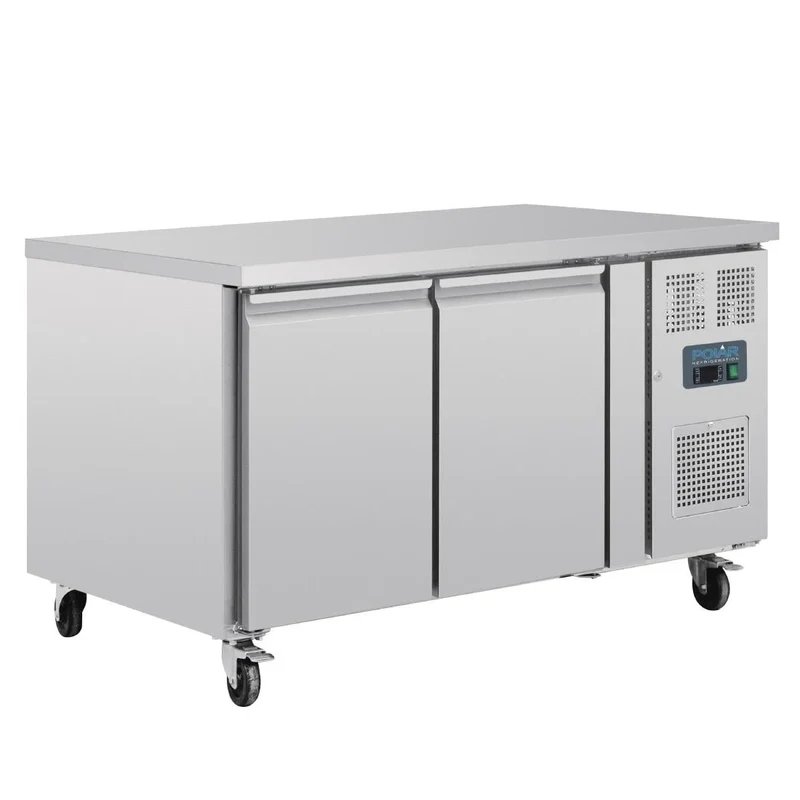 Table réfrigérée pâtissière Polar Série U EN 60 x 40 (600 x 400 mm) 2 portes 427 litres sur roulettes