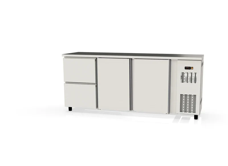 Table réfrigérée de bar Coreco PROFI 2/2 en acier inoxydable avec 2 portes et 2 tiroirs
