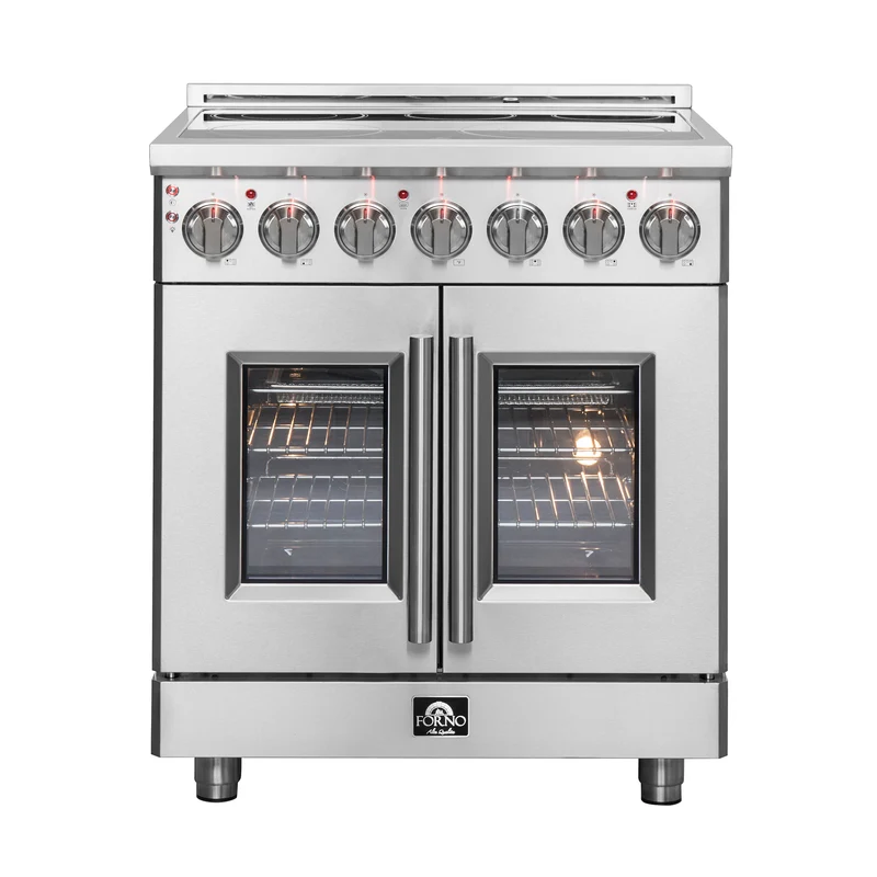 Forno Massimo 30-Inch Freestanding French Door Electric Range, True Convection Oven
