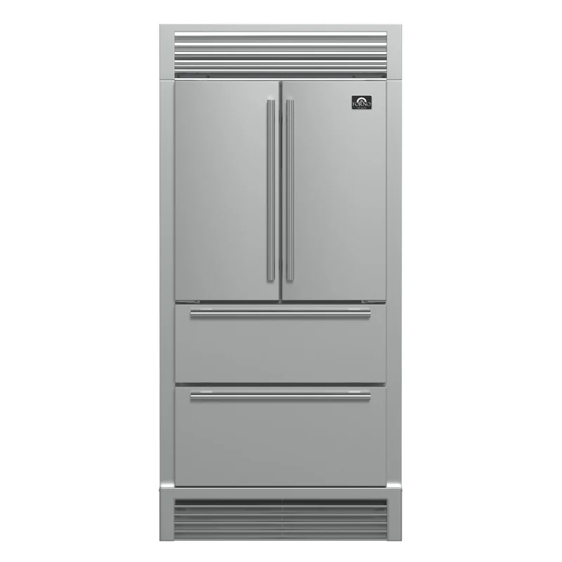Forno Moena 40-Inch French Door Refrigerator, Stainless Steel, 19.2 cu.ft, Decorative Grill, ENERGY STAR Certified