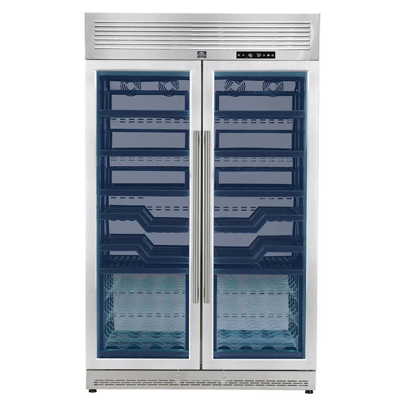 FORNO Abruzzo 48-Inch Dual Zones Wine Cellar, 102 Bottles, 24 cu. ft., Green Acrylic Holders & Black Shelves