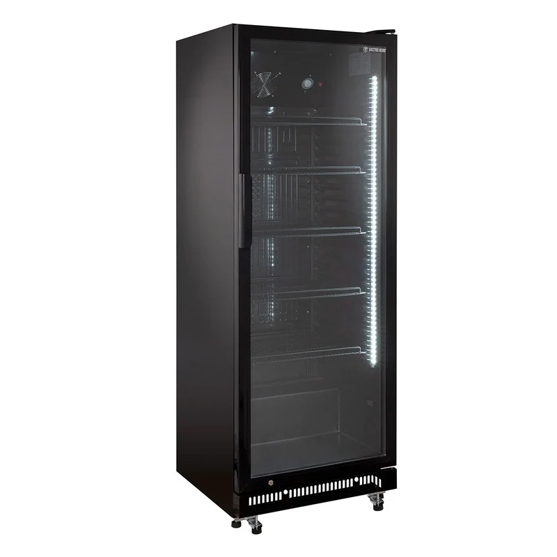Armoire à boissons GKS-360, volume utile 360 litres, 5 clayettes réglables, éclairage intérieur, verrouillable, noir
