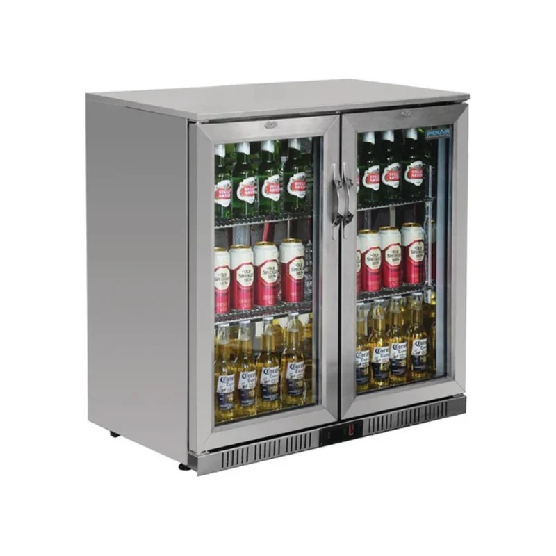 Arrière bar 2 portes vitrées inox - 210L