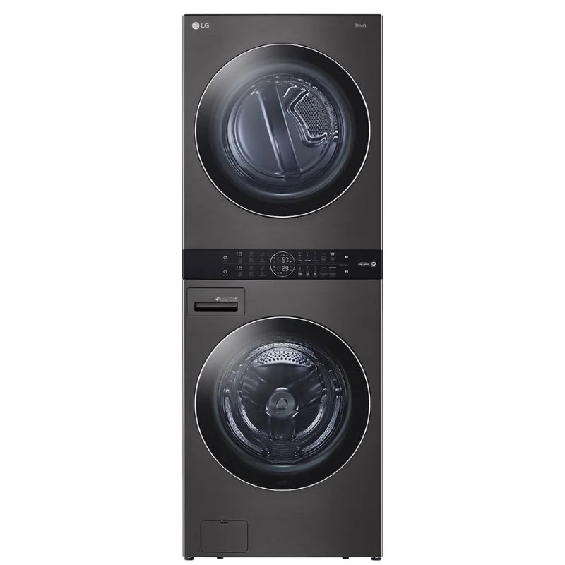 WKEX200HBA - LAUNDRY CENTERS - LG - Stacked Washer/Dryer - Electric - Black Stainless Steel - Open Box