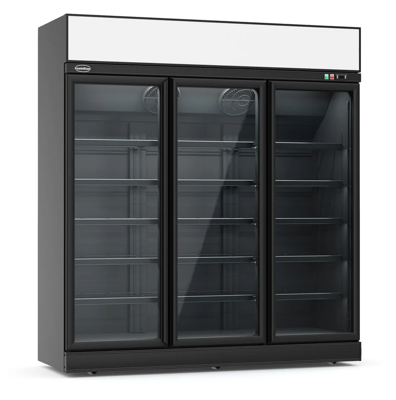 CONGÉLATEUR 3 PORTES EN VERRE NOIR INS-1530F BL 7455.2435 Combisteel