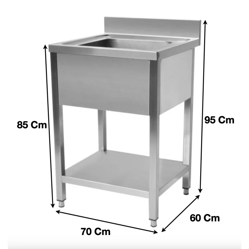 Plonge evier 1 bac avec sous tablette 700 x 600 x 950 mm - STSK076- Cuistance