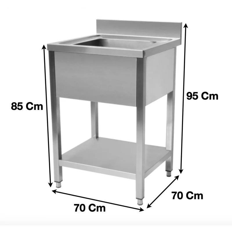Plonge evier 1 bac avec sous tablette 700 x 700 x 950 mm - STSK077 - Cuistance