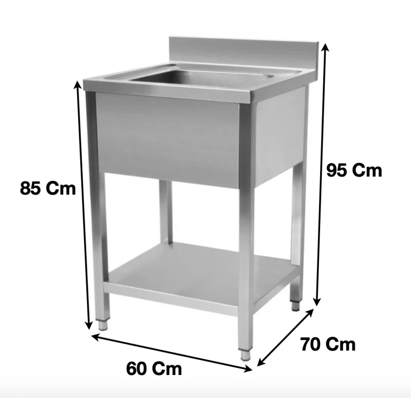 Plonge evier 1 bac avec sous tablette 600 x 700 x 950 mm - STSK067 - Cuistance