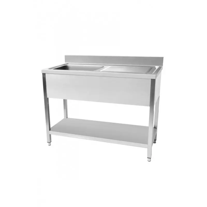 Plonge evier avec sous tablette 1400 x 700 x 950 mm cuve gauche - STSK147R - Cuistance