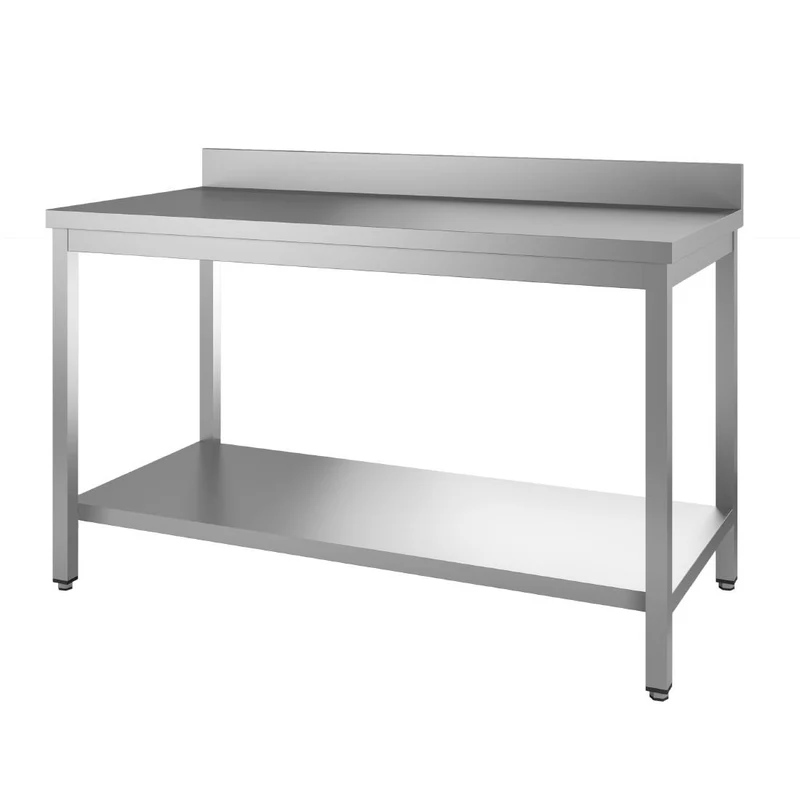 Table de préparation inox 304 avec étagère basse et dosseret Gastro M 89x180x70cm