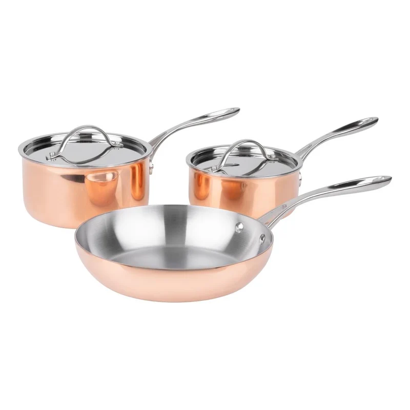 Batterie de cuisine en cuivre triple parois 3 pièces Vogue Cook Like A Pro