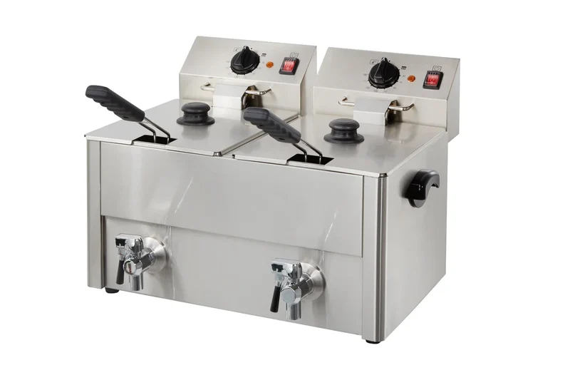 Friteuse électrique double ECO 10+10 litres avec robinet de vidange