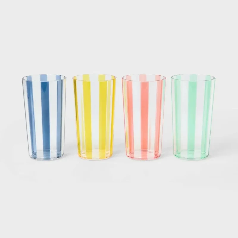 18 Fl Oz Striped Tumblers - Set of 4