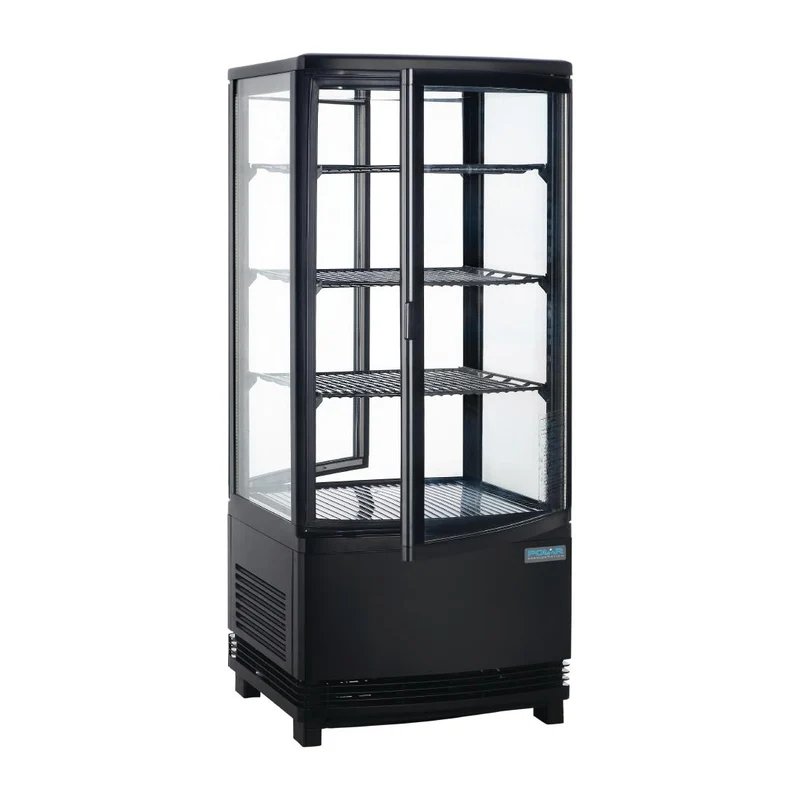 Vitrine réfrigérée porte incurvée économe en énergie Polar série C noire 86L