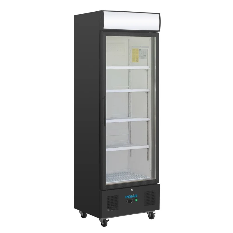 Vitrine réfrigérée positive avec caisson lumineux Polar Série G noire 368L