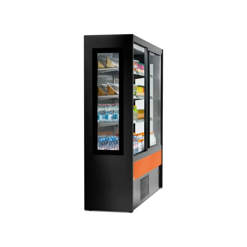 Vitrine murale réfrigérée portes coulissantes 4 niveaux inclinés 1200x570x2000mm +2/+8°C - OLIMPO