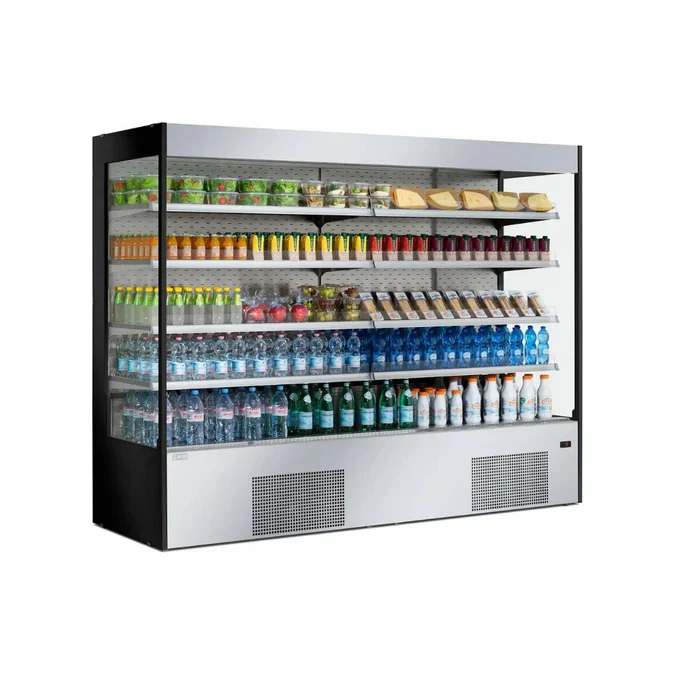 Vitrine murale réfrigérée ouverte 5 niveaux 2580x820x2000mm +2/+8°C - MAUNA