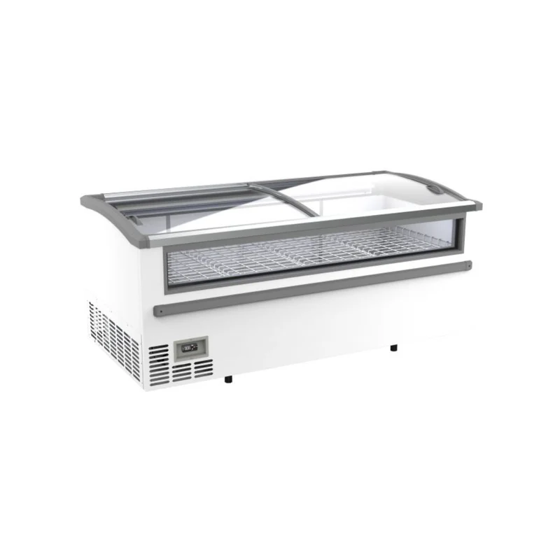Congélateur bahut blanc pour supermarché vitrée en façade - 1005L