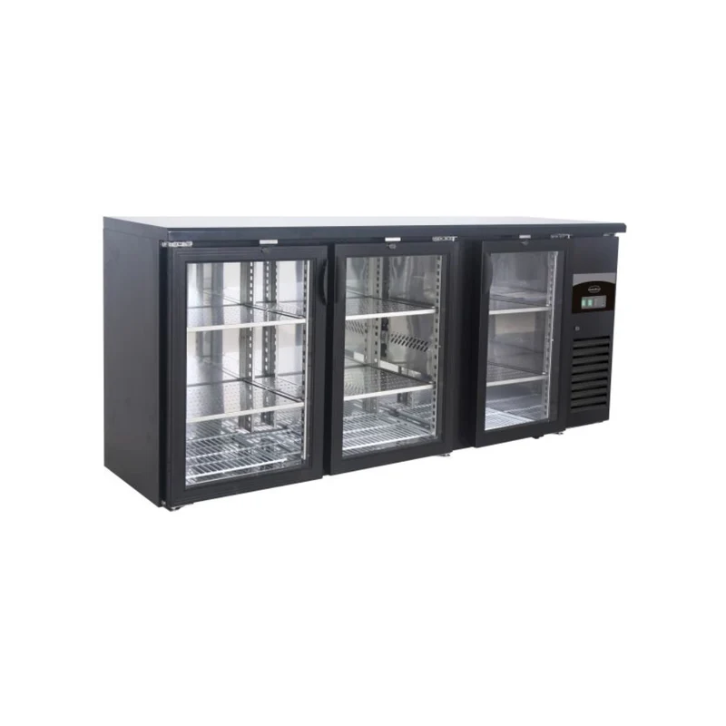 Arrière-bar noir réfrigéré 3 portes vitrées - 537L