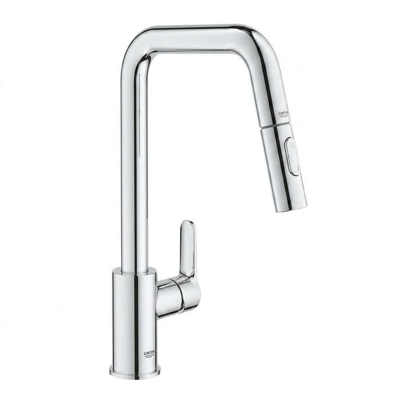 Mitigeur de cuisine monocommande GROHE 30631000 avec douchette extractible 2 jets –et bec mobile 360 en laiton chrome