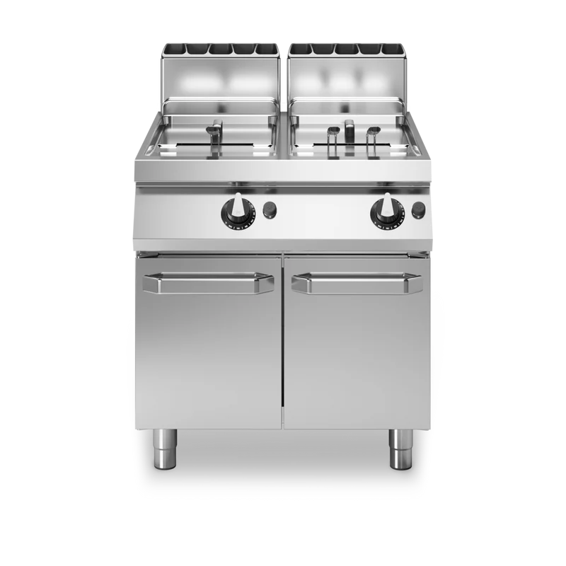 Friteuse double à gaz tube dans la cuve - 13+13L