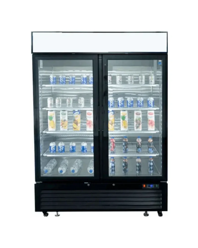 Armoire réfrigérée positive noir 2 portes vitrées 1300L
