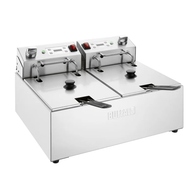 Friteuse électrique double avec minuterie Buffalo 2x5L