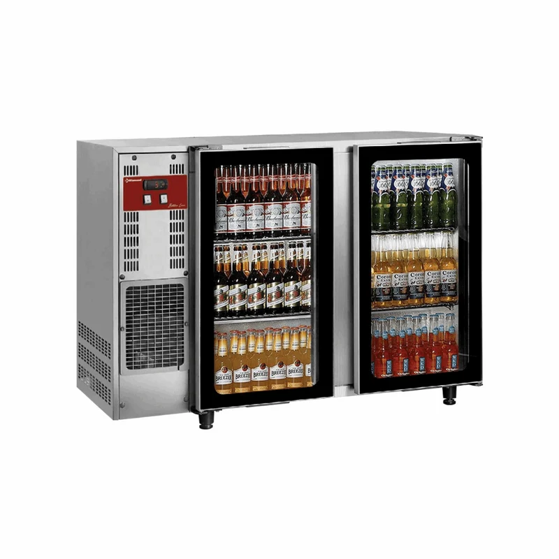 Arrière bar inox – 2 portes vitrées