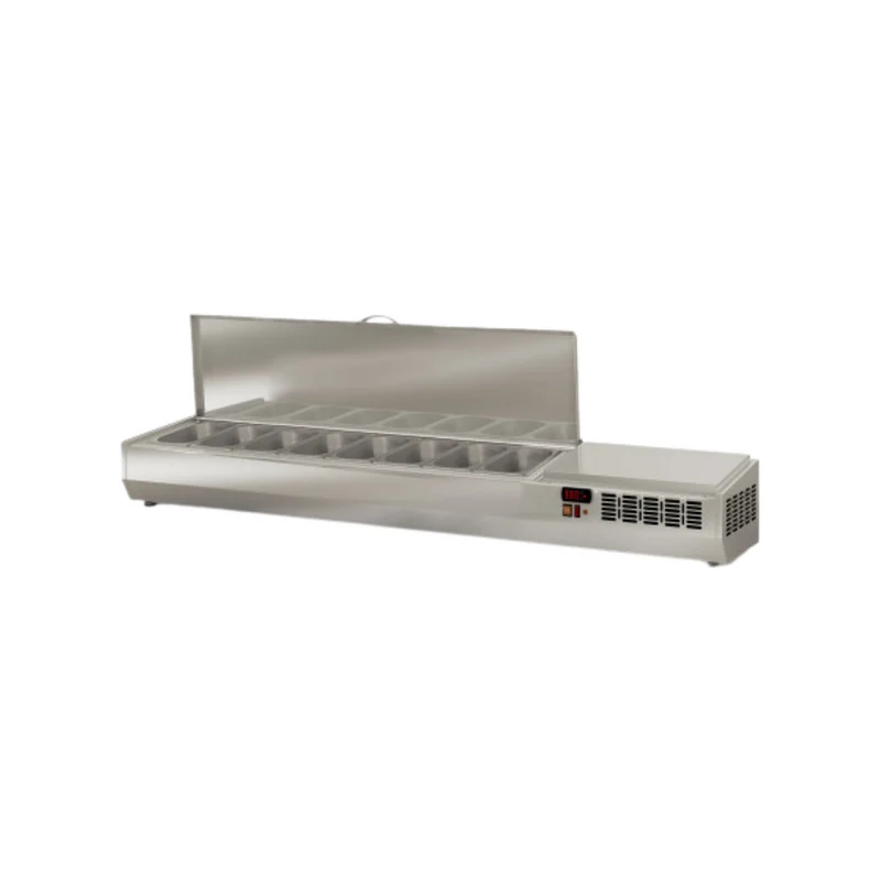 Présentoir à ingrédient couvercle inox 8 x GN 1/4 réfrigérée positive