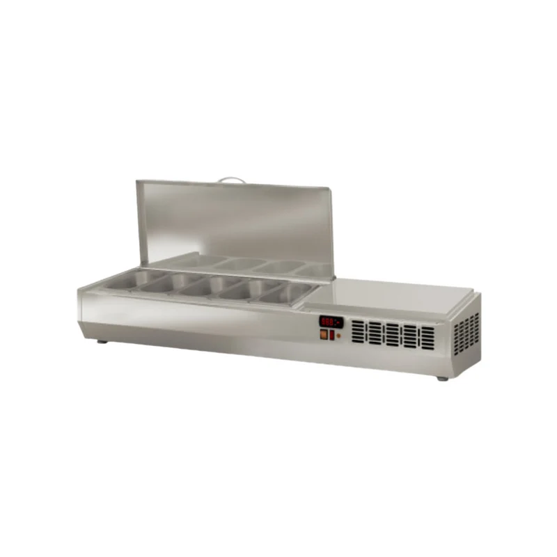 Présentoir à ingrédient couvercle inox 5 x GN 1/4 réfrigérée positive