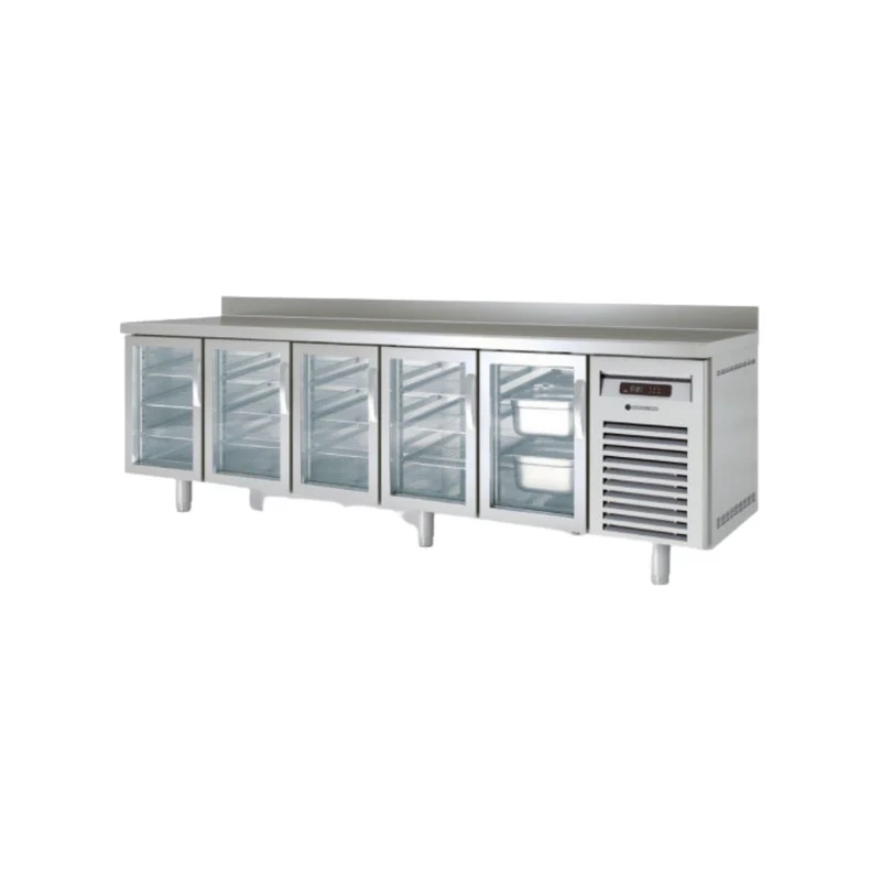 Meuble GN 1/1 réfrigéré positif - 5 portes vitrées
