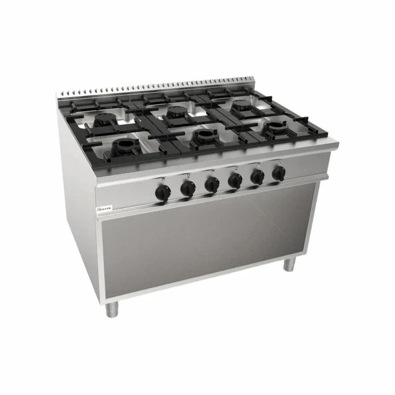 Cuisinière gaz sur meuble ouvert 6 feux 44,4kW