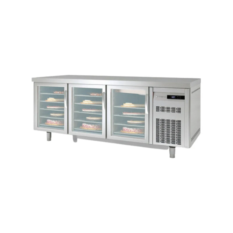 Meuble pâtissier 800 réfrigéré négatif - 3 portes vitrées