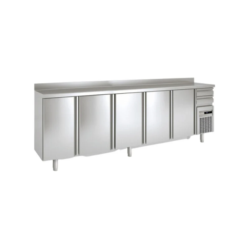 Arrière bar en inox 5 portes pleines battantes