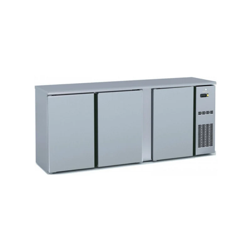 Arrière bar en inox 3 portes pleines battantes