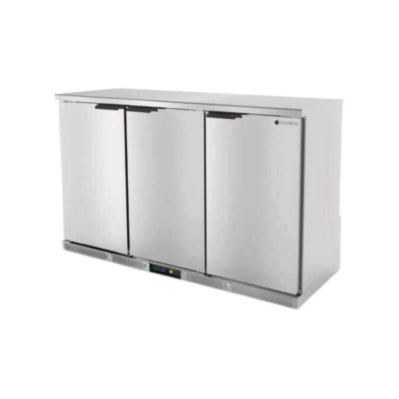 Arrière bar en inox 3 portes pleines battantes
