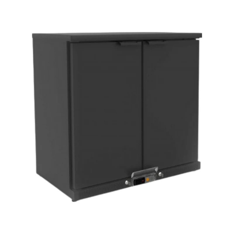 Arrière bar noir 2 portes pleines battantes