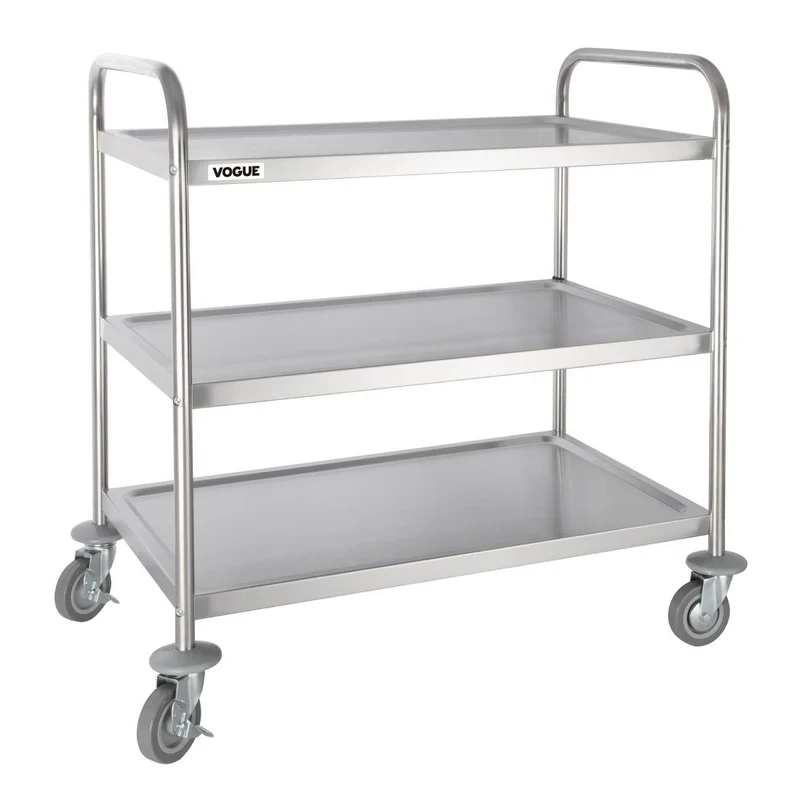 Grand chariot de débarrassage en inox Vogue 3 niveaux
