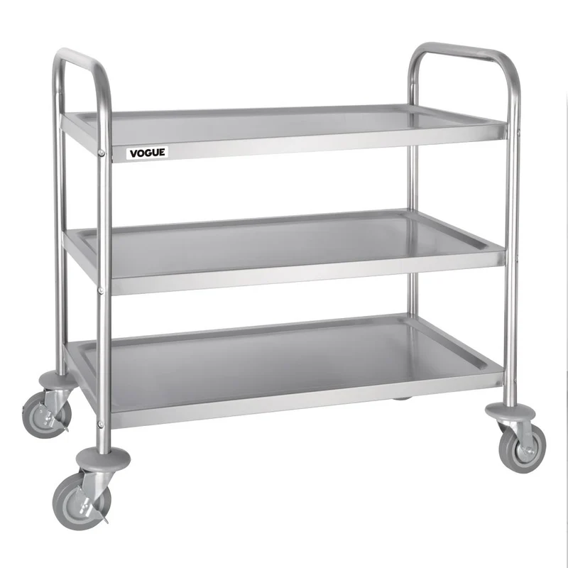 Chariot de débarrassage medium en inox Vogue 3 niveaux