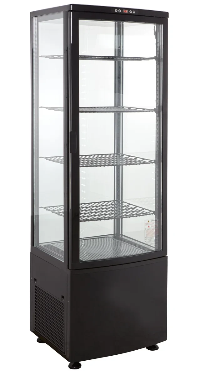 Vitrine réfrigérée ECO 235 litres, éclairage LED, 4 grilles, noire