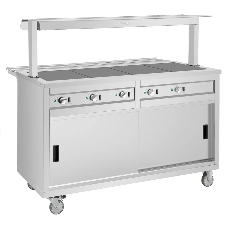 Buffet central mobile avec plaque chauffante Buffalo 4 x GN 1/1
