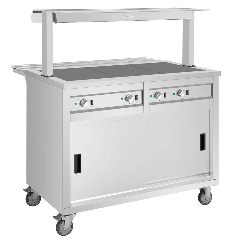 Buffet central mobile avec plaque chauffante Buffalo 3 x GN 1/1