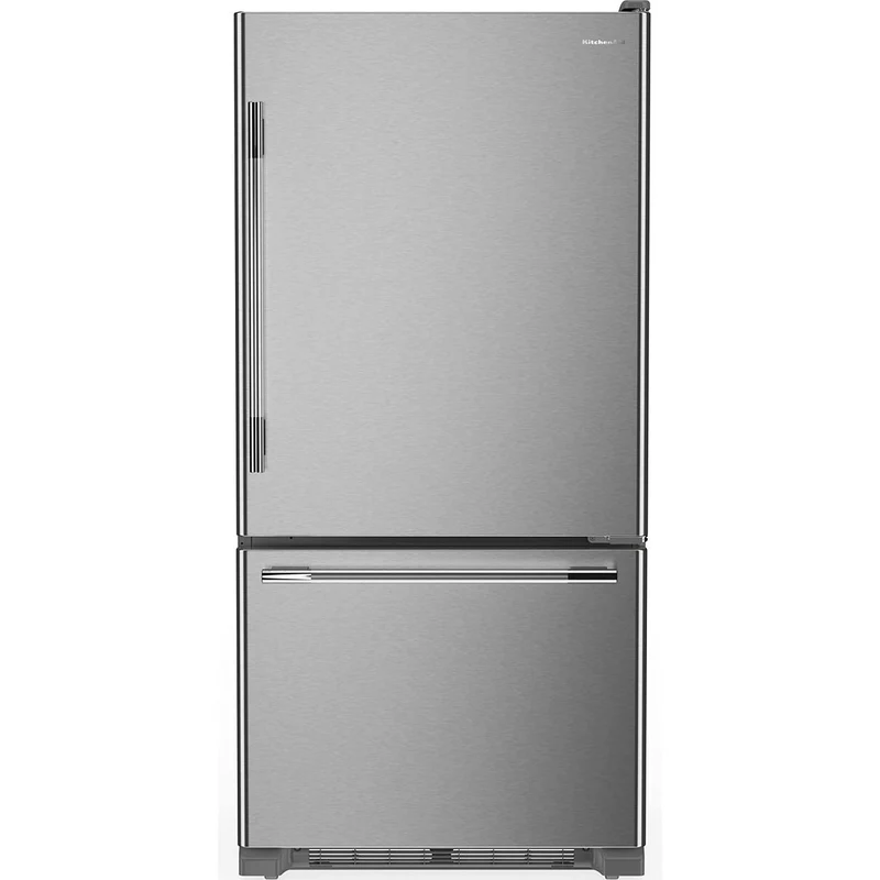 KitchenAid Réfrigérateur à congélateur inférieur autoportant de 30 pouces, 19 pi. cu. KRBR130SPS