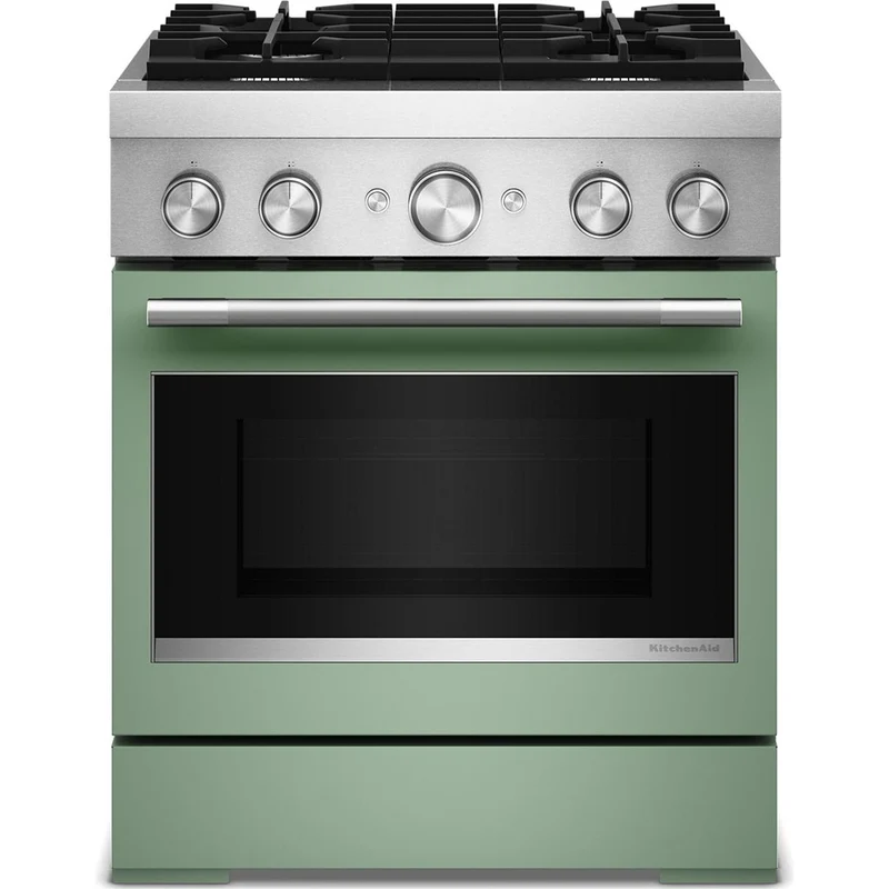 KitchenAid Cuisinière autoportante bi-énergie de style commercial de 30 pouces, 4,1 pi. cu. KFDS930SDC