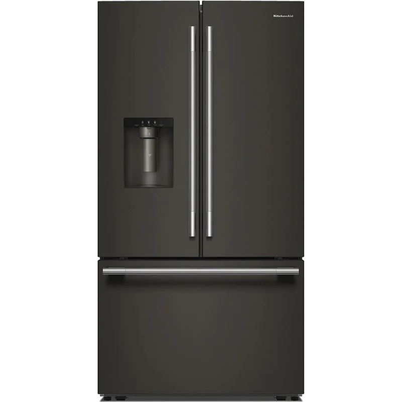 KitchenAid Réfrigérateur trois portes avec porte à deux battants de 36 pouces, 30 pi. cu. avec système distributeur d'eau et de glaçons KRFF436SBE