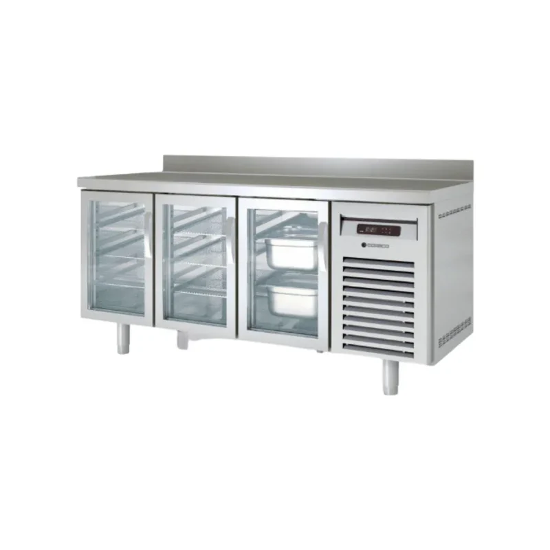 Meuble GN 1/1 réfrigérée positive gamme TOP - 3 portes vitrées