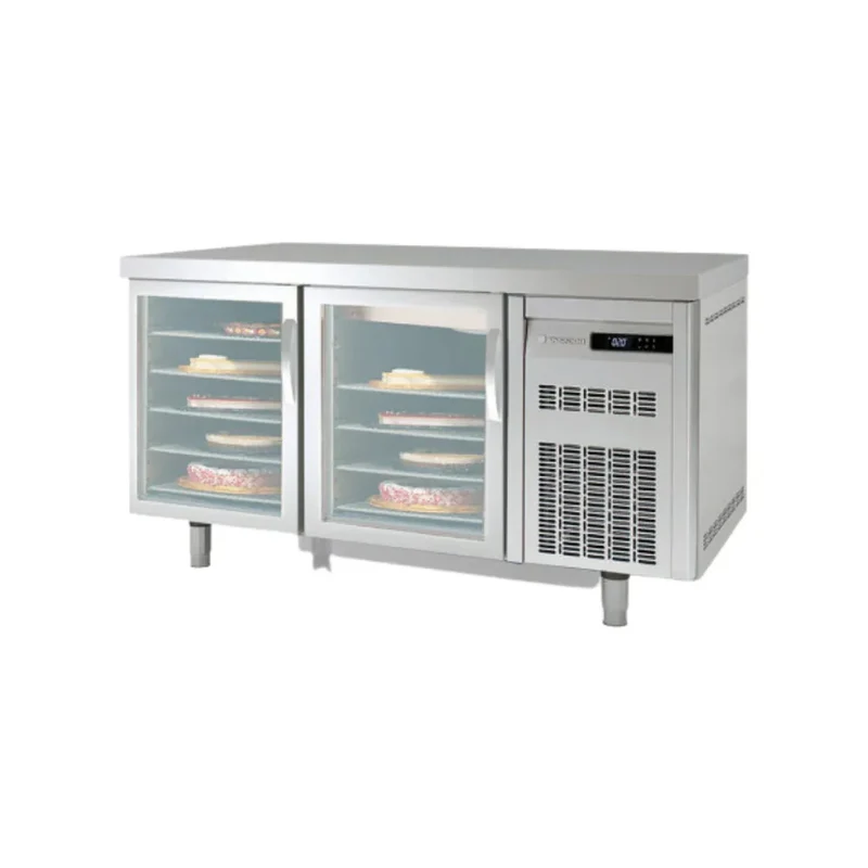 Meuble pâtissier 800 réfrigérée positive -2/+8°C gamme TOP - 2 portes vitrées -1495x800x850mm